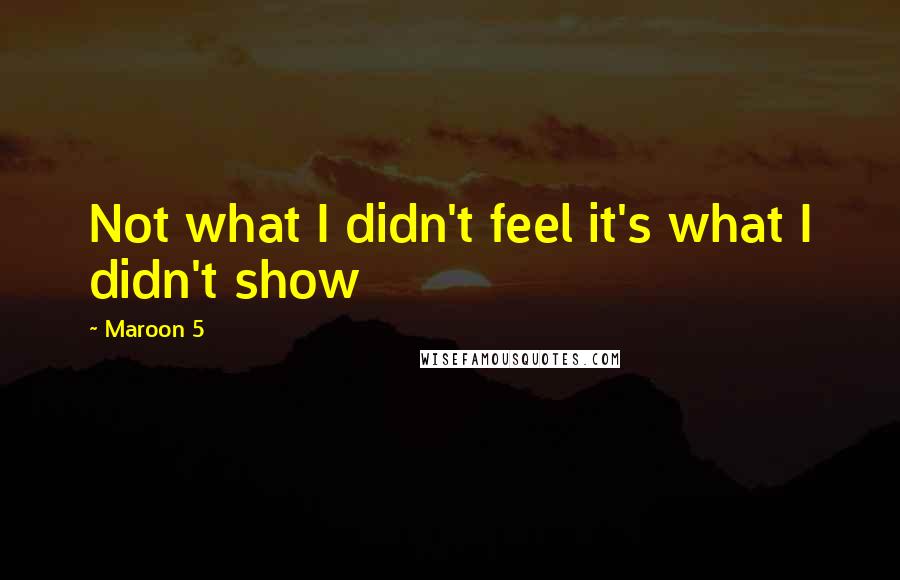 Maroon 5 Quotes: Not what I didn't feel it's what I didn't show