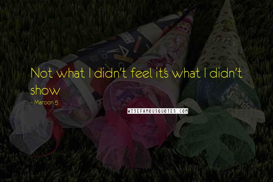 Maroon 5 Quotes: Not what I didn't feel it's what I didn't show