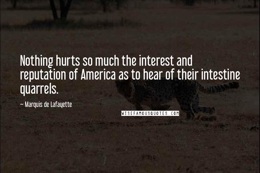 Marquis De Lafayette Quotes: Nothing hurts so much the interest and reputation of America as to hear of their intestine quarrels.