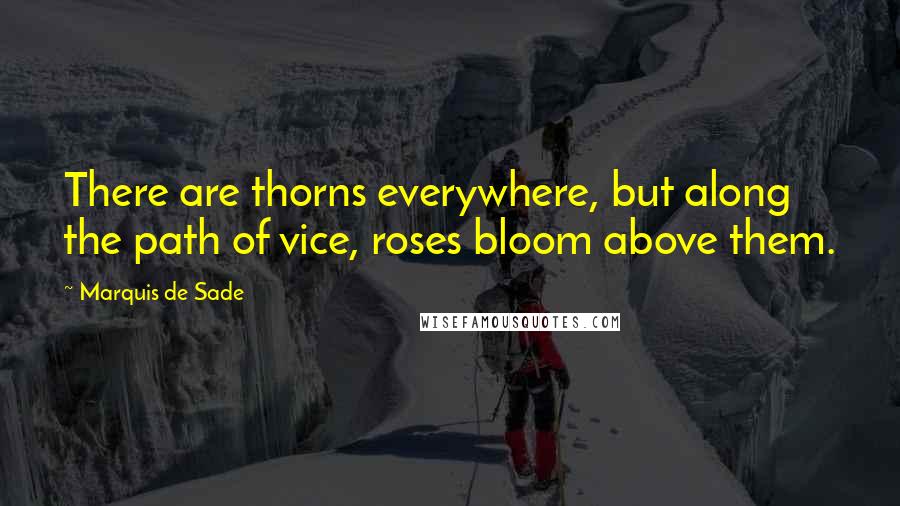 Marquis De Sade Quotes: There are thorns everywhere, but along the path of vice, roses bloom above them.