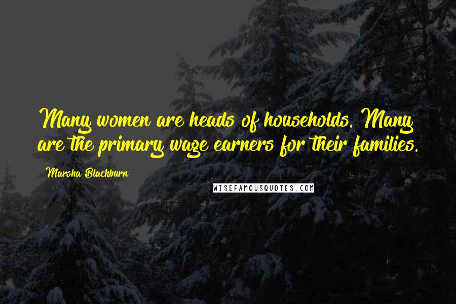 Marsha Blackburn Quotes: Many women are heads of households. Many are the primary wage earners for their families.