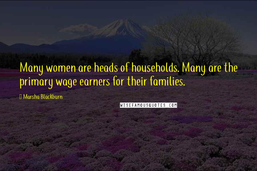 Marsha Blackburn Quotes: Many women are heads of households. Many are the primary wage earners for their families.