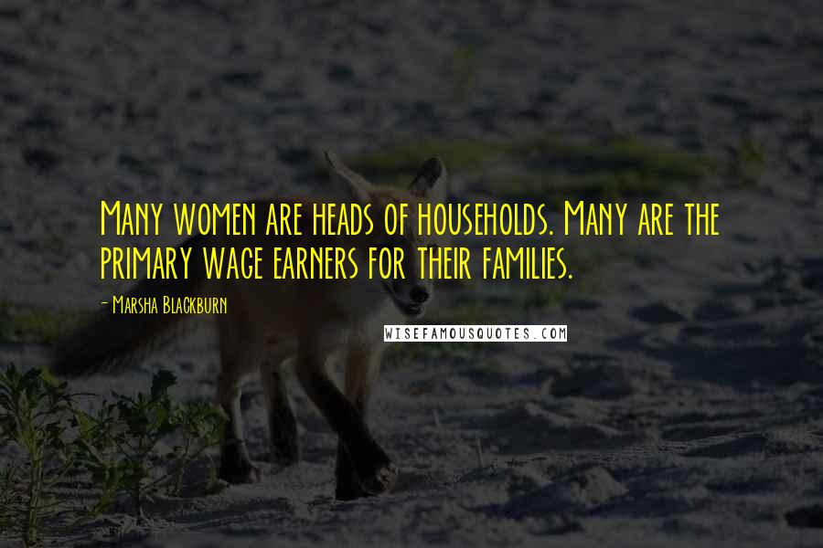 Marsha Blackburn Quotes: Many women are heads of households. Many are the primary wage earners for their families.