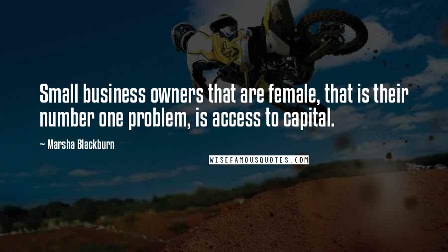 Marsha Blackburn Quotes: Small business owners that are female, that is their number one problem, is access to capital.