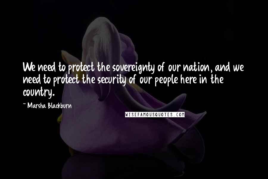 Marsha Blackburn Quotes: We need to protect the sovereignty of our nation, and we need to protect the security of our people here in the country.