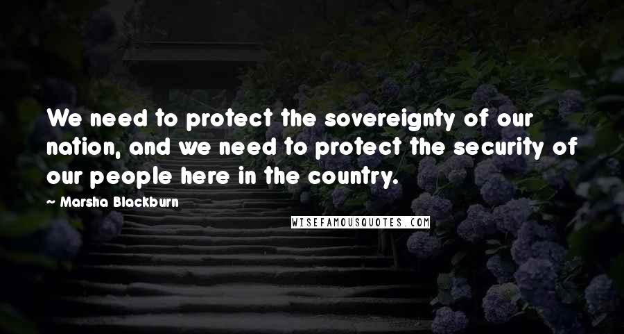 Marsha Blackburn Quotes: We need to protect the sovereignty of our nation, and we need to protect the security of our people here in the country.
