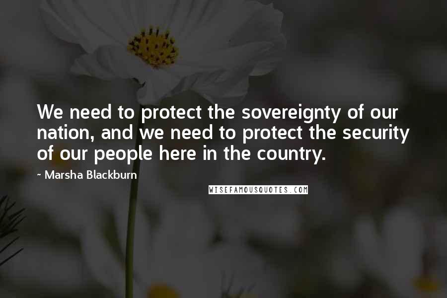 Marsha Blackburn Quotes: We need to protect the sovereignty of our nation, and we need to protect the security of our people here in the country.