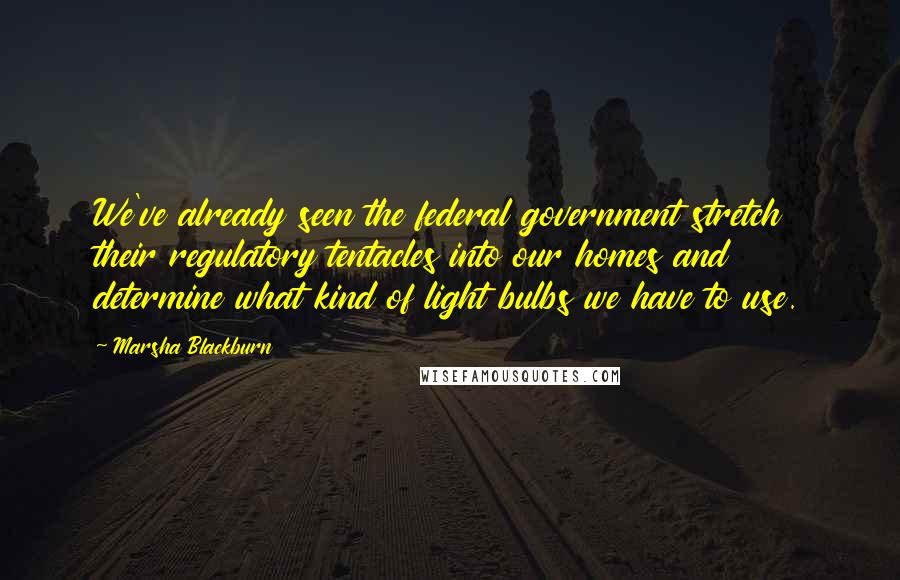 Marsha Blackburn Quotes: We've already seen the federal government stretch their regulatory tentacles into our homes and determine what kind of light bulbs we have to use.