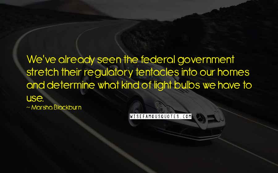 Marsha Blackburn Quotes: We've already seen the federal government stretch their regulatory tentacles into our homes and determine what kind of light bulbs we have to use.