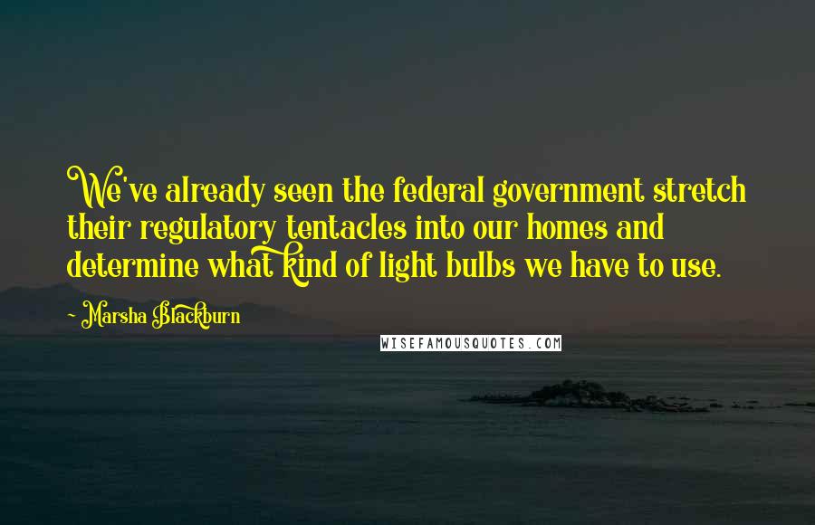 Marsha Blackburn Quotes: We've already seen the federal government stretch their regulatory tentacles into our homes and determine what kind of light bulbs we have to use.