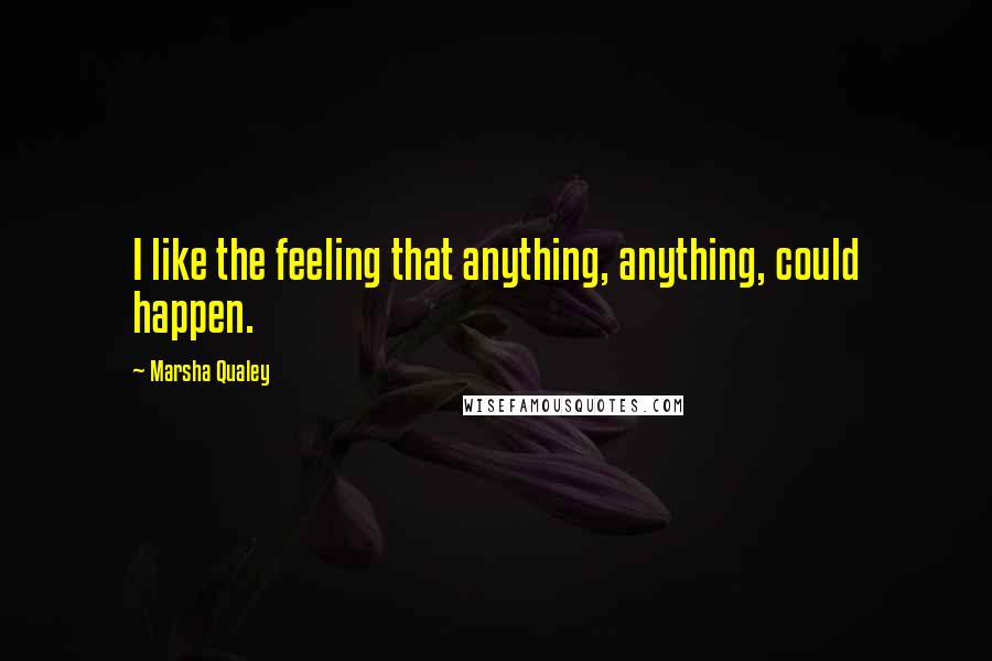 Marsha Qualey Quotes: I like the feeling that anything, anything, could happen.