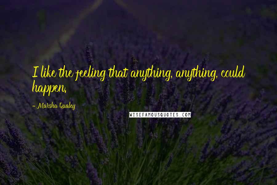 Marsha Qualey Quotes: I like the feeling that anything, anything, could happen.