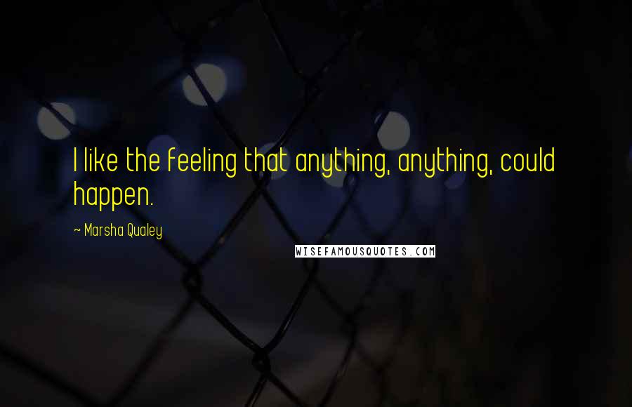 Marsha Qualey Quotes: I like the feeling that anything, anything, could happen.