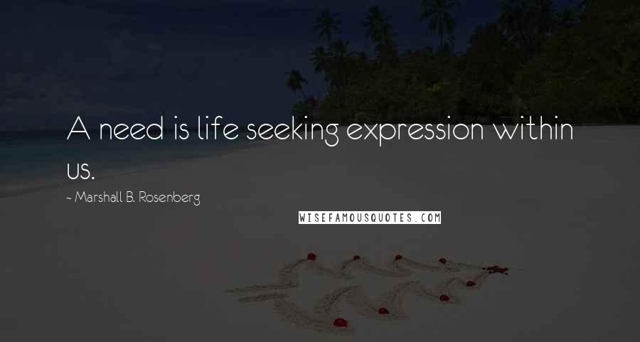 Marshall B. Rosenberg Quotes: A need is life seeking expression within us.