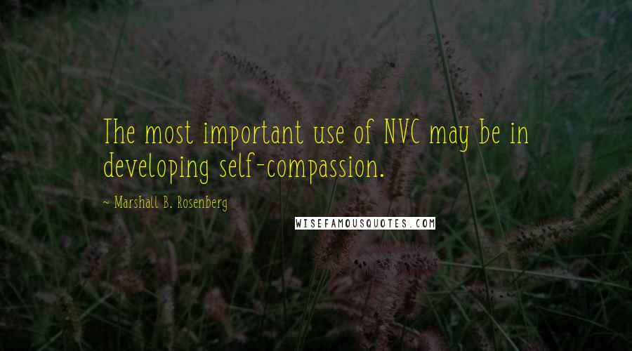 Marshall B. Rosenberg Quotes: The most important use of NVC may be in developing self-compassion.