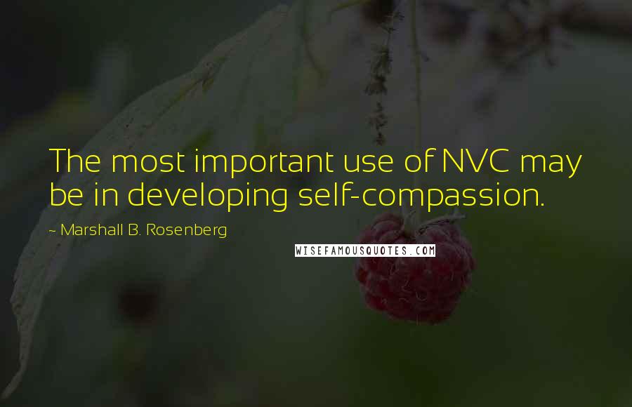 Marshall B. Rosenberg Quotes: The most important use of NVC may be in developing self-compassion.