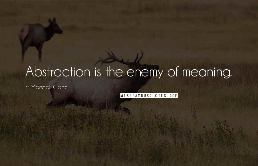 Marshall Ganz Quotes: Abstraction is the enemy of meaning.