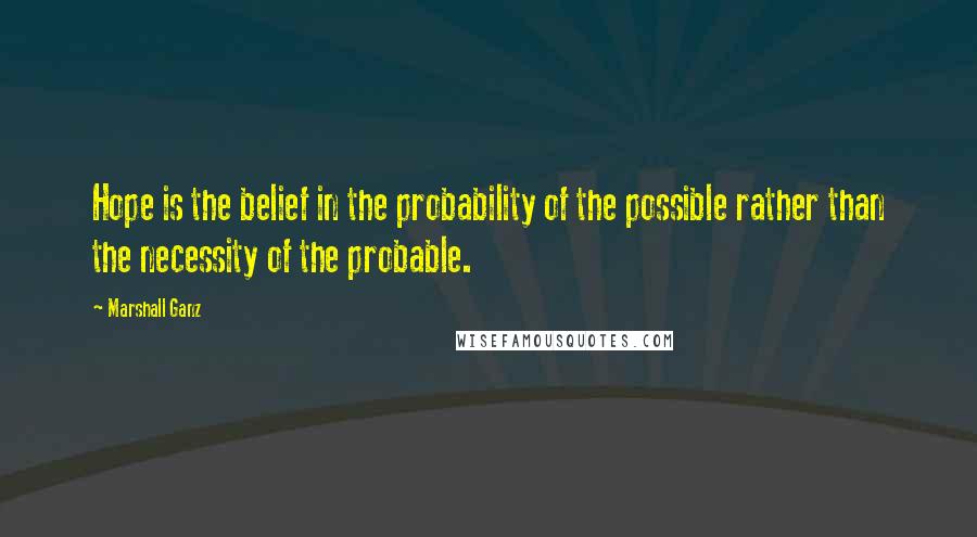 Marshall Ganz Quotes: Hope is the belief in the probability of the possible rather than the necessity of the probable.