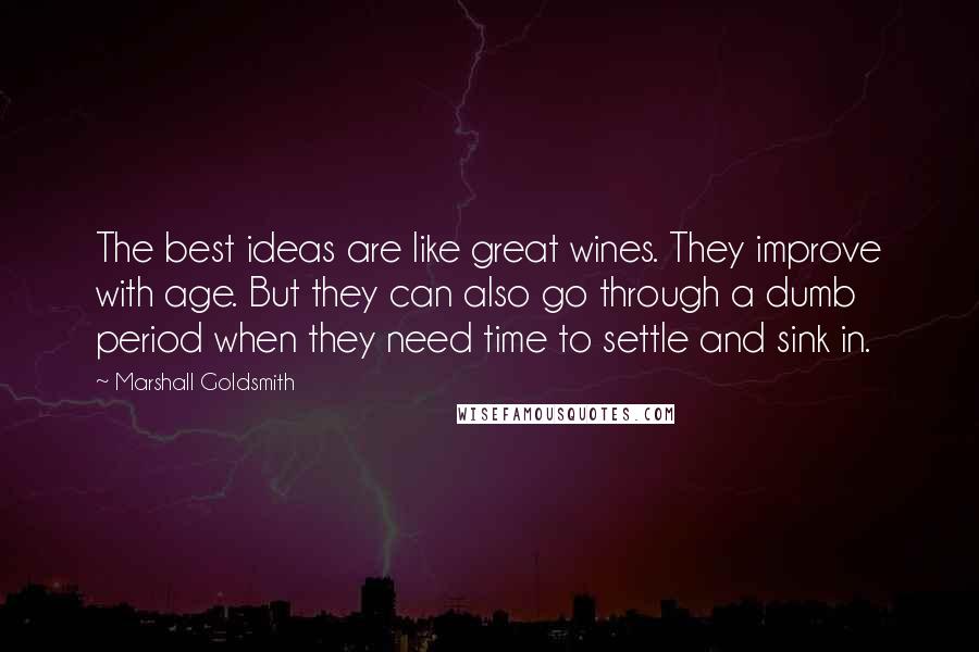 Marshall Goldsmith Quotes: The best ideas are like great wines. They improve with age. But they can also go through a dumb period when they need time to settle and sink in.