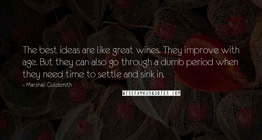 Marshall Goldsmith Quotes: The best ideas are like great wines. They improve with age. But they can also go through a dumb period when they need time to settle and sink in.