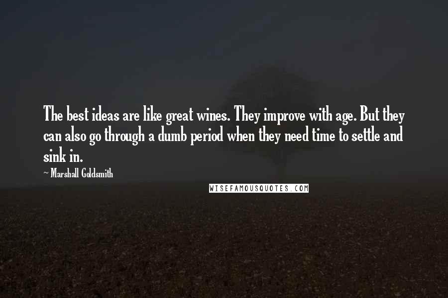 Marshall Goldsmith Quotes: The best ideas are like great wines. They improve with age. But they can also go through a dumb period when they need time to settle and sink in.