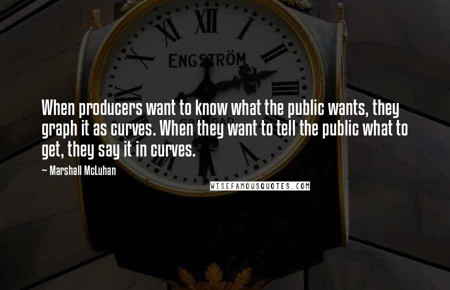 Marshall McLuhan Quotes: When producers want to know what the public wants, they graph it as curves. When they want to tell the public what to get, they say it in curves.