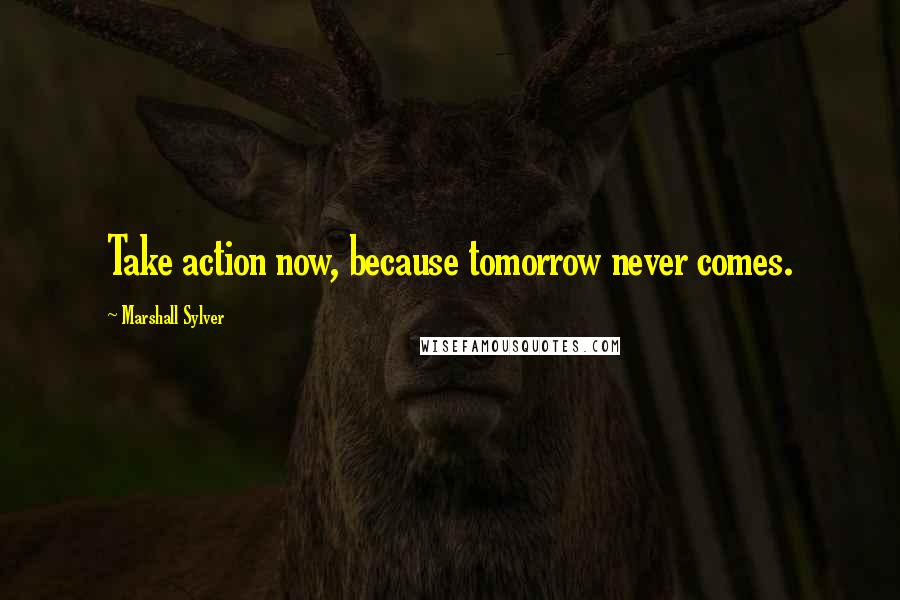 Marshall Sylver Quotes: Take action now, because tomorrow never comes.