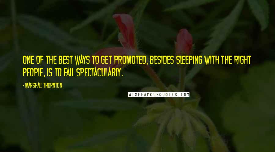 Marshall Thornton Quotes: One of the best ways to get promoted, besides sleeping with the right people, is to fail spectacularly.