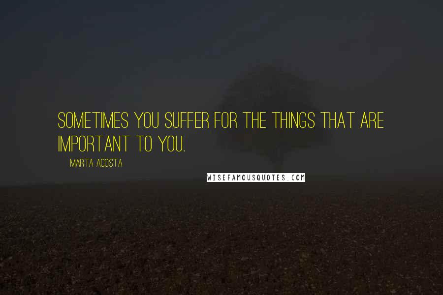 Marta Acosta Quotes: Sometimes you suffer for the things that are important to you.