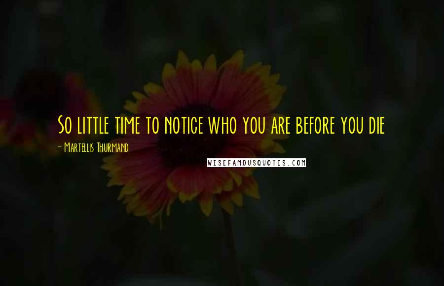 Martellis Thurmand Quotes: So little time to notice who you are before you die