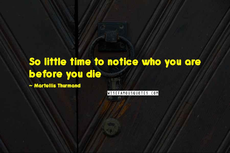 Martellis Thurmand Quotes: So little time to notice who you are before you die