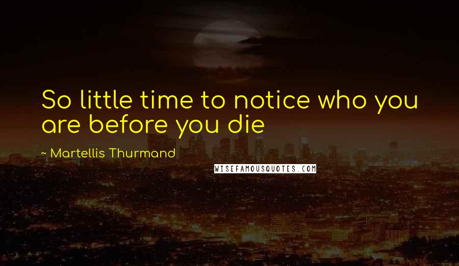 Martellis Thurmand Quotes: So little time to notice who you are before you die