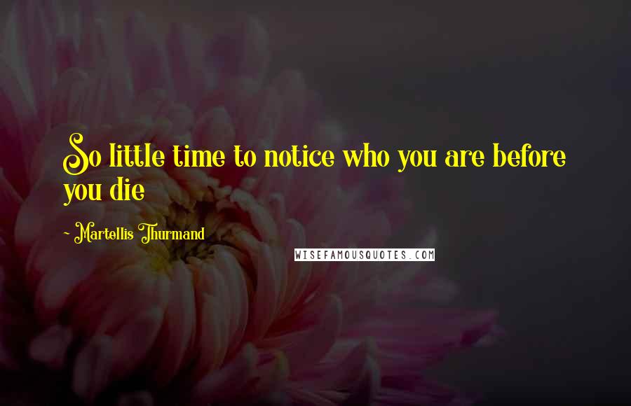 Martellis Thurmand Quotes: So little time to notice who you are before you die