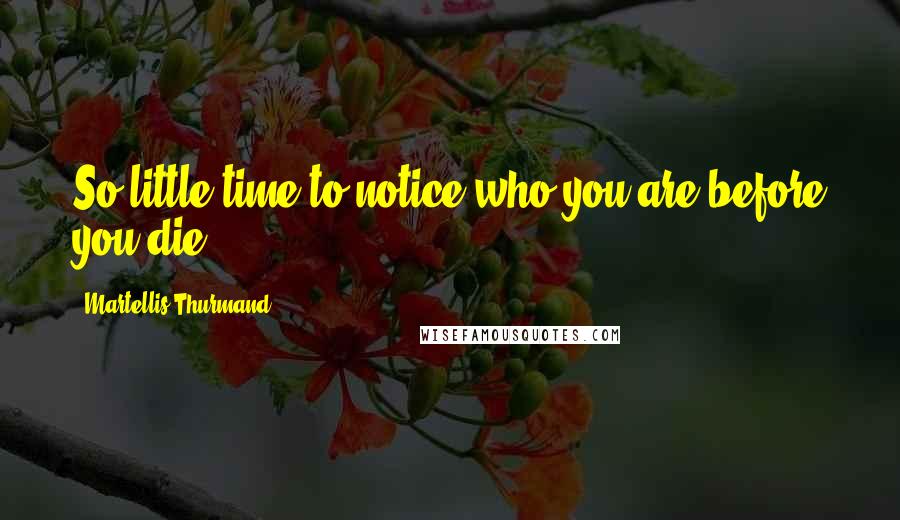 Martellis Thurmand Quotes: So little time to notice who you are before you die