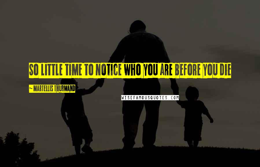 Martellis Thurmand Quotes: So little time to notice who you are before you die