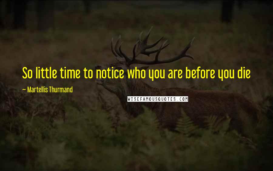 Martellis Thurmand Quotes: So little time to notice who you are before you die