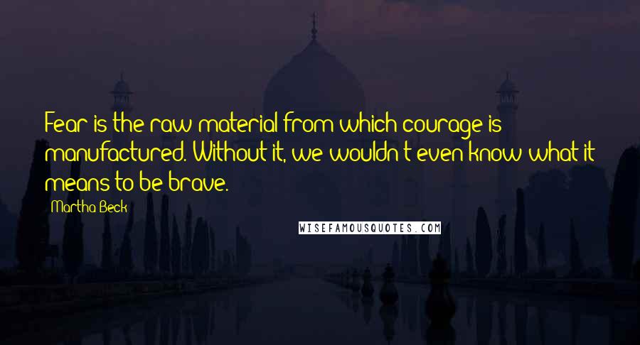 Martha Beck Quotes: Fear is the raw material from which courage is manufactured. Without it, we wouldn't even know what it means to be brave.