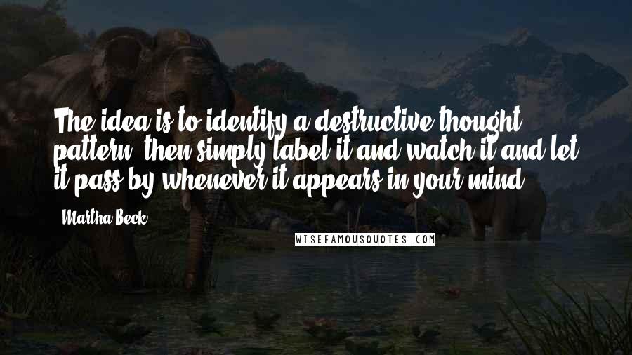 Martha Beck Quotes: The idea is to identify a destructive thought pattern, then simply label it and watch it and let it pass by whenever it appears in your mind.