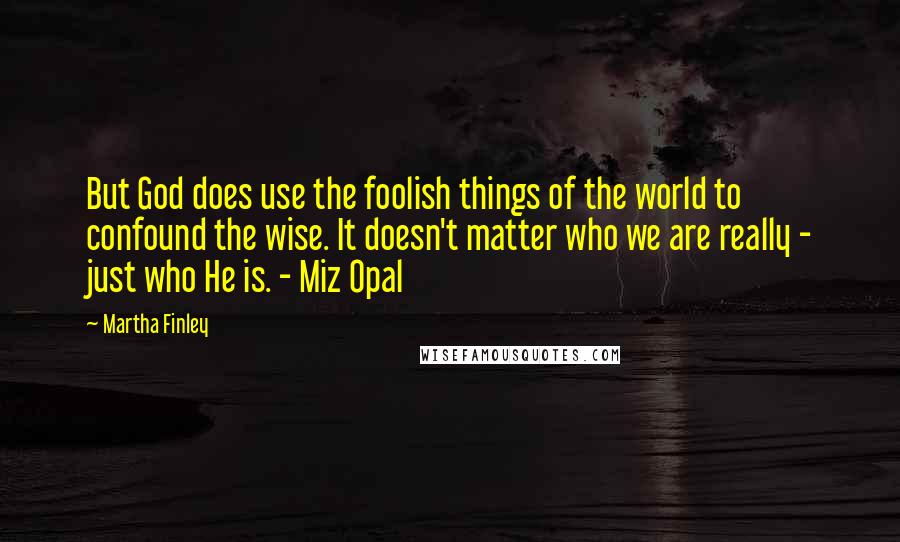 Martha Finley Quotes: But God does use the foolish things of the world to confound the wise. It doesn't matter who we are really - just who He is. - Miz Opal