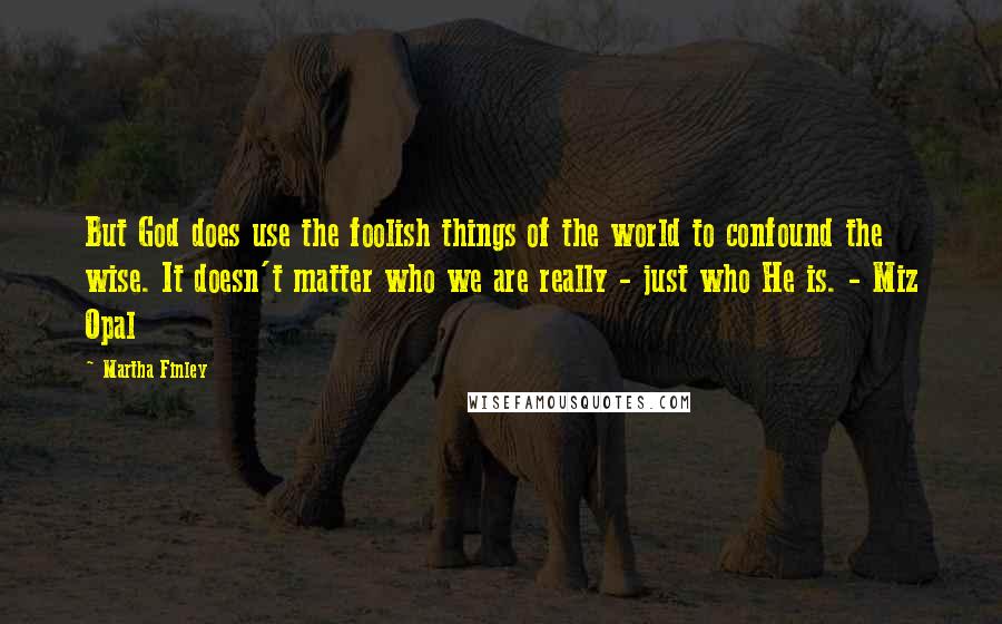 Martha Finley Quotes: But God does use the foolish things of the world to confound the wise. It doesn't matter who we are really - just who He is. - Miz Opal