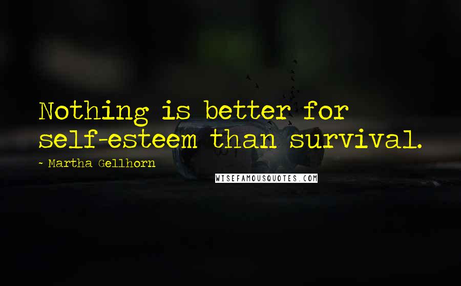 Martha Gellhorn Quotes: Nothing is better for self-esteem than survival.
