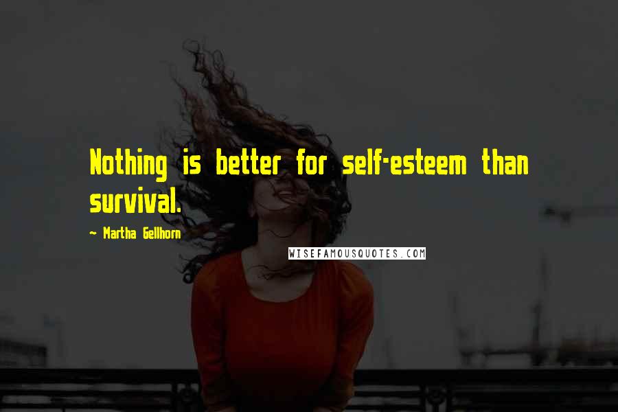 Martha Gellhorn Quotes: Nothing is better for self-esteem than survival.