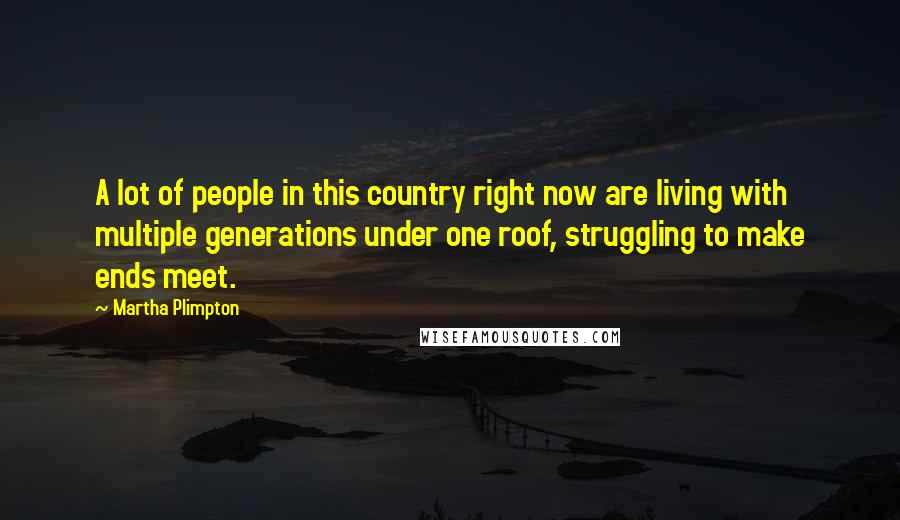 Martha Plimpton Quotes: A lot of people in this country right now are living with multiple generations under one roof, struggling to make ends meet.