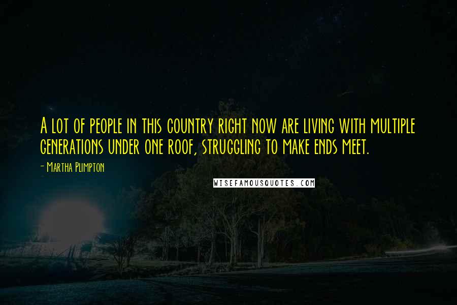 Martha Plimpton Quotes: A lot of people in this country right now are living with multiple generations under one roof, struggling to make ends meet.