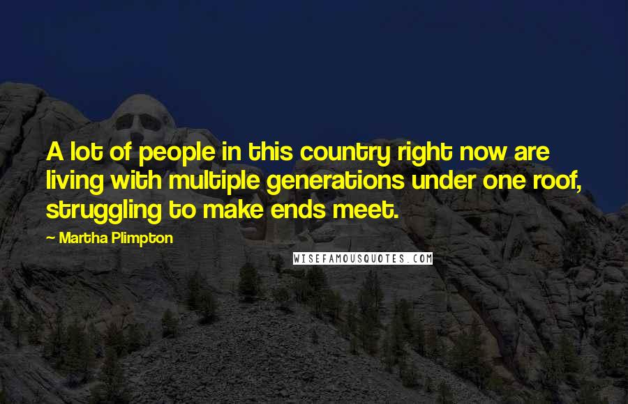 Martha Plimpton Quotes: A lot of people in this country right now are living with multiple generations under one roof, struggling to make ends meet.