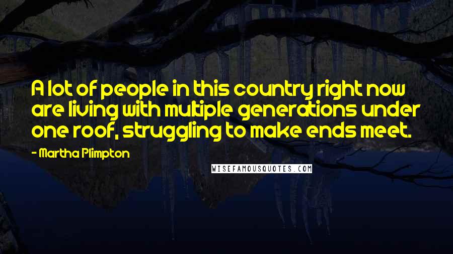 Martha Plimpton Quotes: A lot of people in this country right now are living with multiple generations under one roof, struggling to make ends meet.