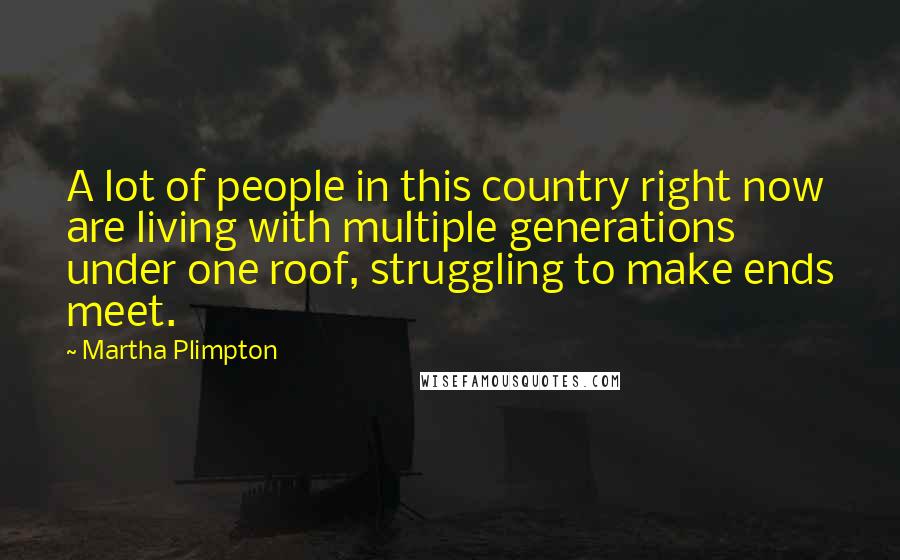 Martha Plimpton Quotes: A lot of people in this country right now are living with multiple generations under one roof, struggling to make ends meet.