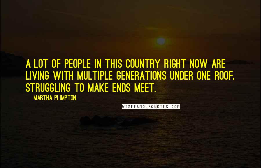 Martha Plimpton Quotes: A lot of people in this country right now are living with multiple generations under one roof, struggling to make ends meet.