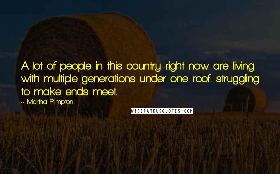 Martha Plimpton Quotes: A lot of people in this country right now are living with multiple generations under one roof, struggling to make ends meet.