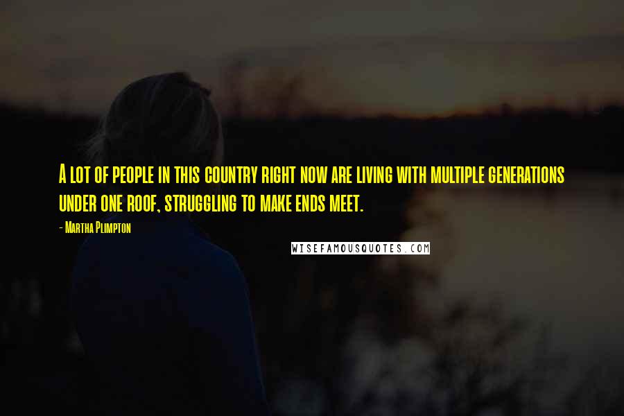 Martha Plimpton Quotes: A lot of people in this country right now are living with multiple generations under one roof, struggling to make ends meet.
